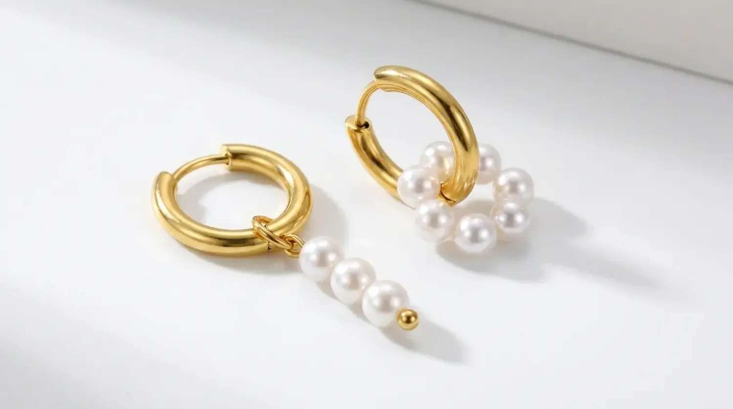 Preview: Golden Ohrring-Set Creolen & Stabohrringe in Goldoptik